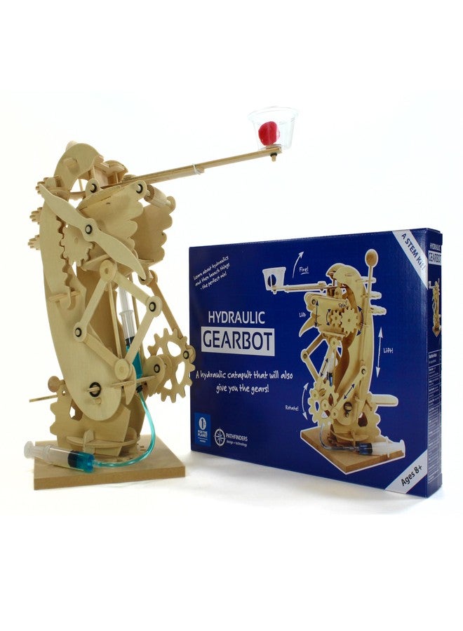 Pathfinders STEM Kits- Hydraulic Gearbot - Wooden STEM Building Catapult | Build-It-Yourself Hydraulic Robot with Gears & Launcher | Educational Engineering Toy & Gift Teens and Adults - Image 1
